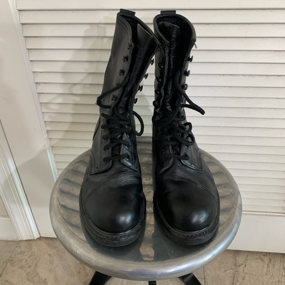 Vintage Black Distressed Army Military Boots Shoes Biltrite  Trooper 7R USA